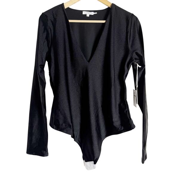 Good American High Shine Compression Deep V-Neck Long Sleeve Bodysuit Plus XXL - Picture 6 of 12